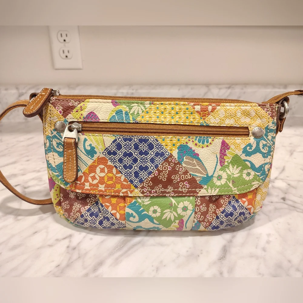 Fossil Unique Leather Patchwork Purse